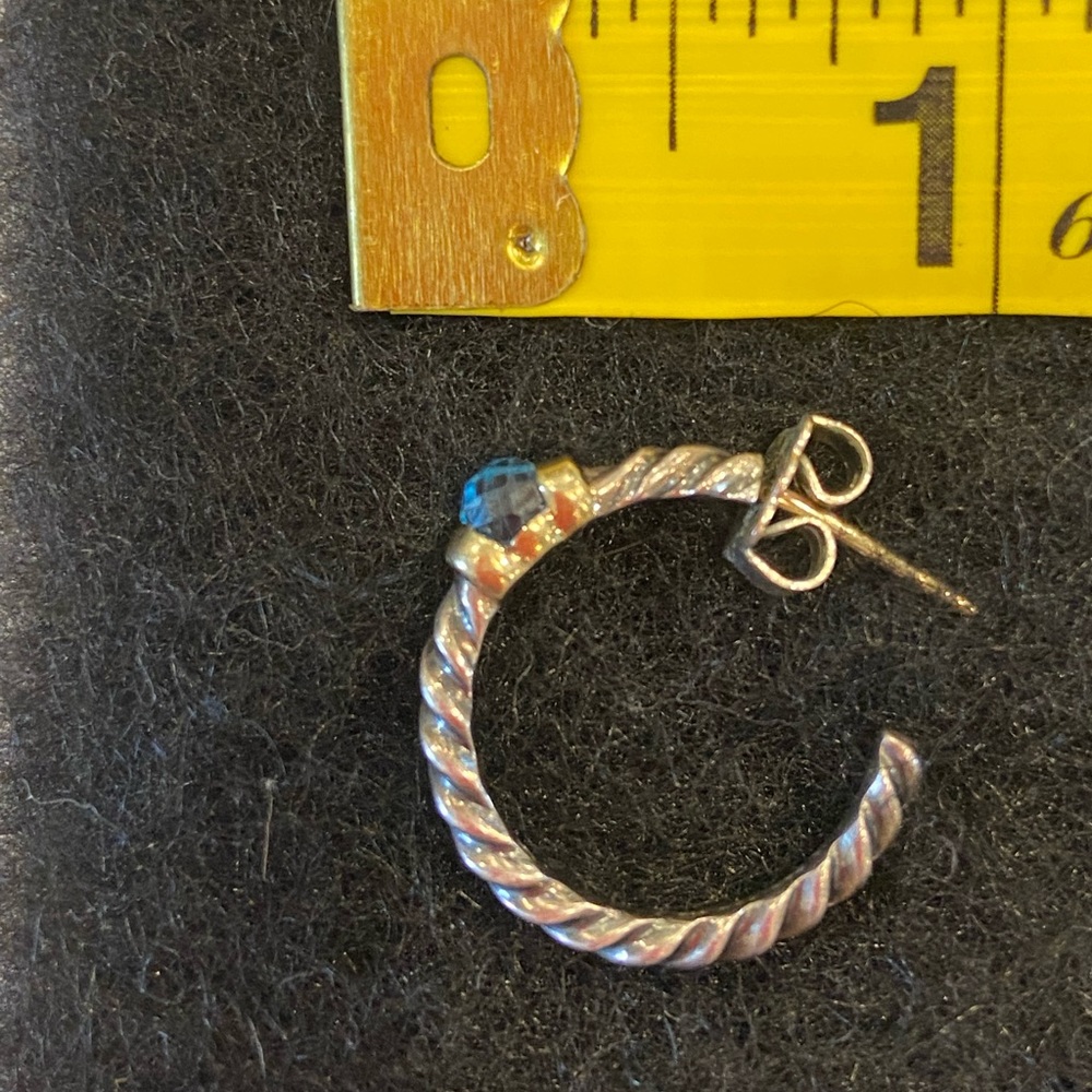 David Yurman Blue Topaz Cable Hoop Earrings.